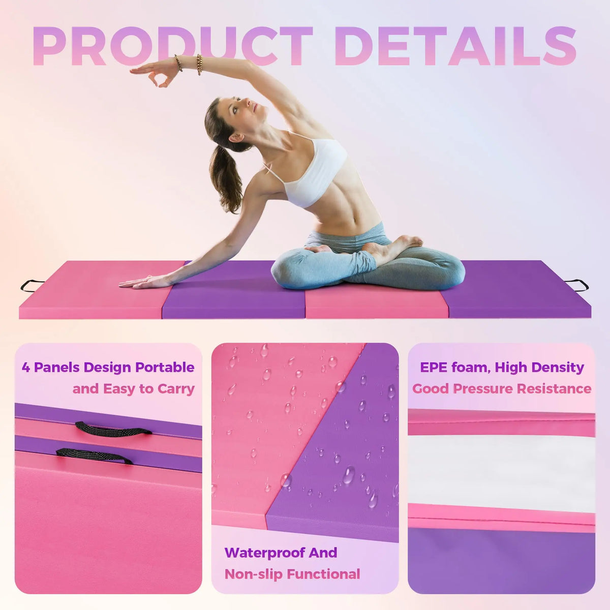 HiMISS Thick Foldable Gymnastics Exercise Mat For Home Training