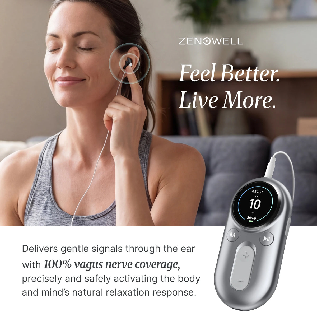 ZenoWell Luna Vagus Nerve Stimulator for Sleep and Relaxation