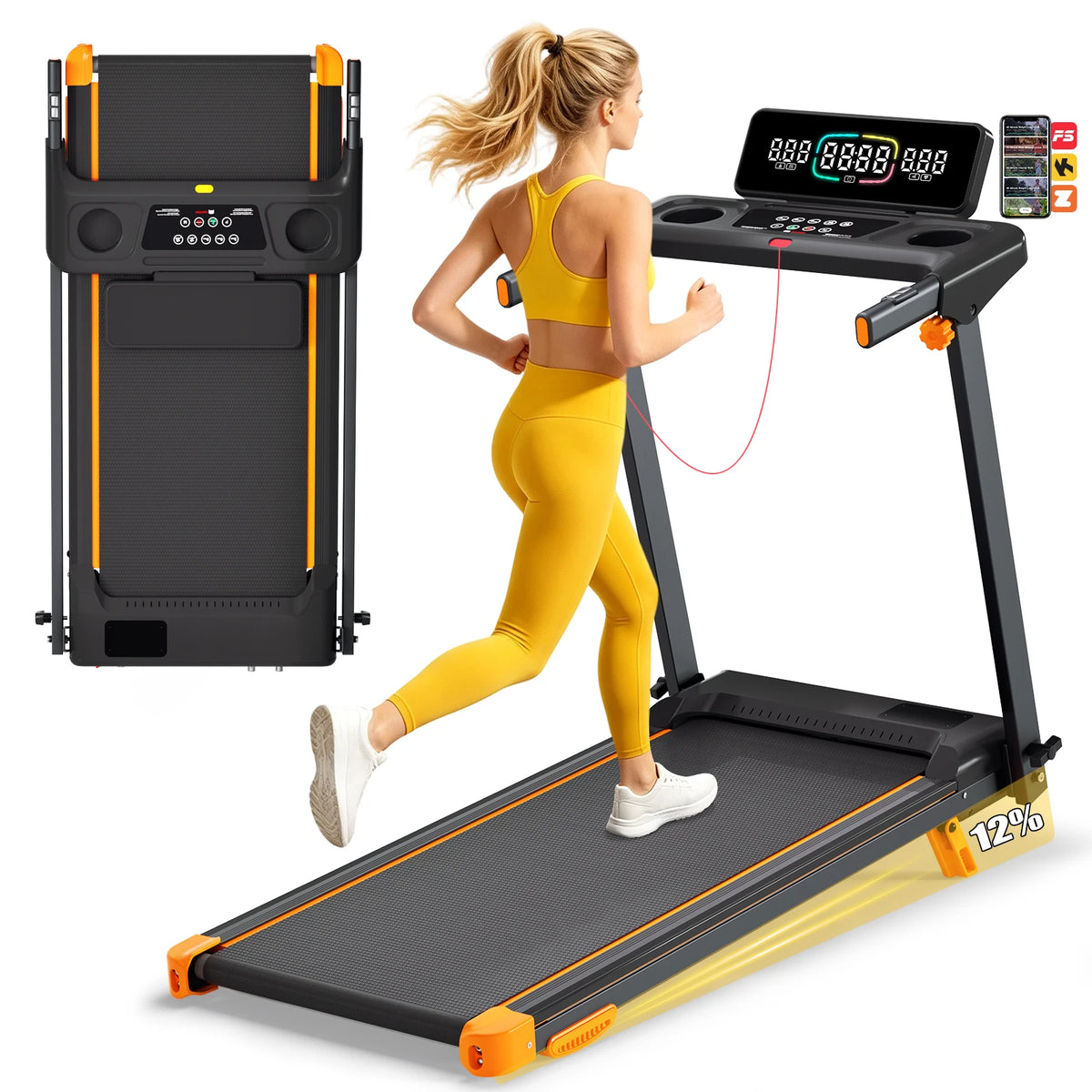 Foldable Walking Pad Treadmill With Incline And HIIT Modes
