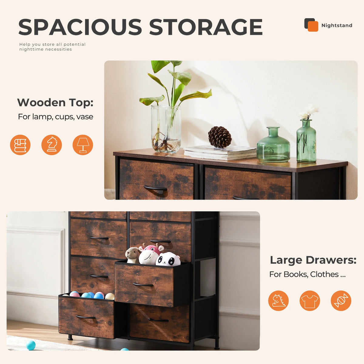 MCQ Modern Fabric Storage Cabinet With Drawers For Living Room