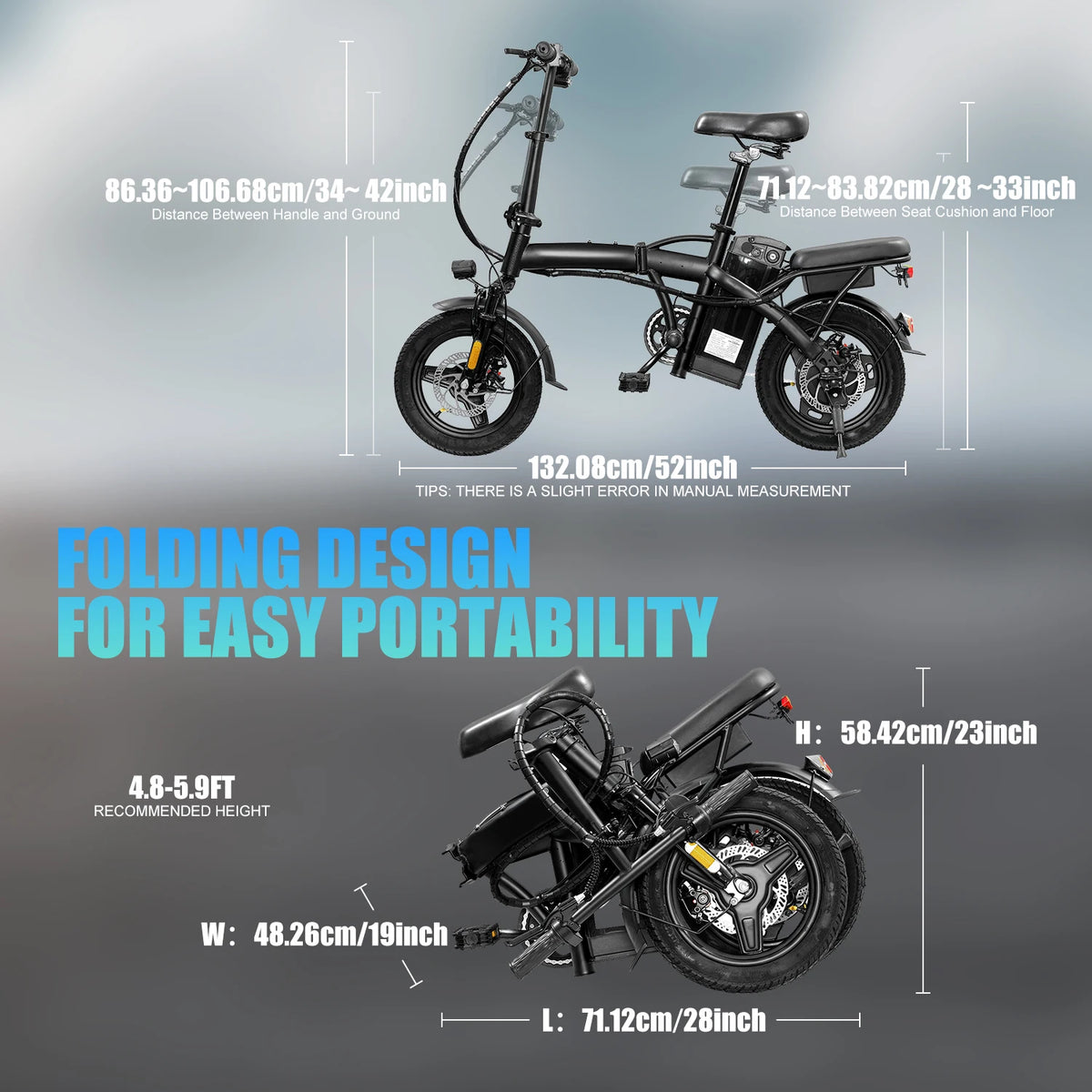 Hezzo 750W Peak Folding Electric Bike For Adult Commuters