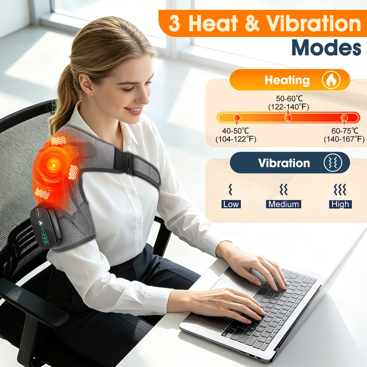 Hailicare Cordless Heated Shoulder Massager With Vibration Therapy
