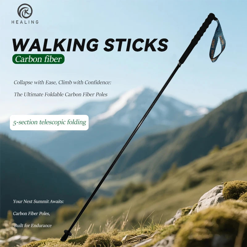 Okhealing Lightweight Carbon Fiber Telescopic Trekking Poles For Hiking