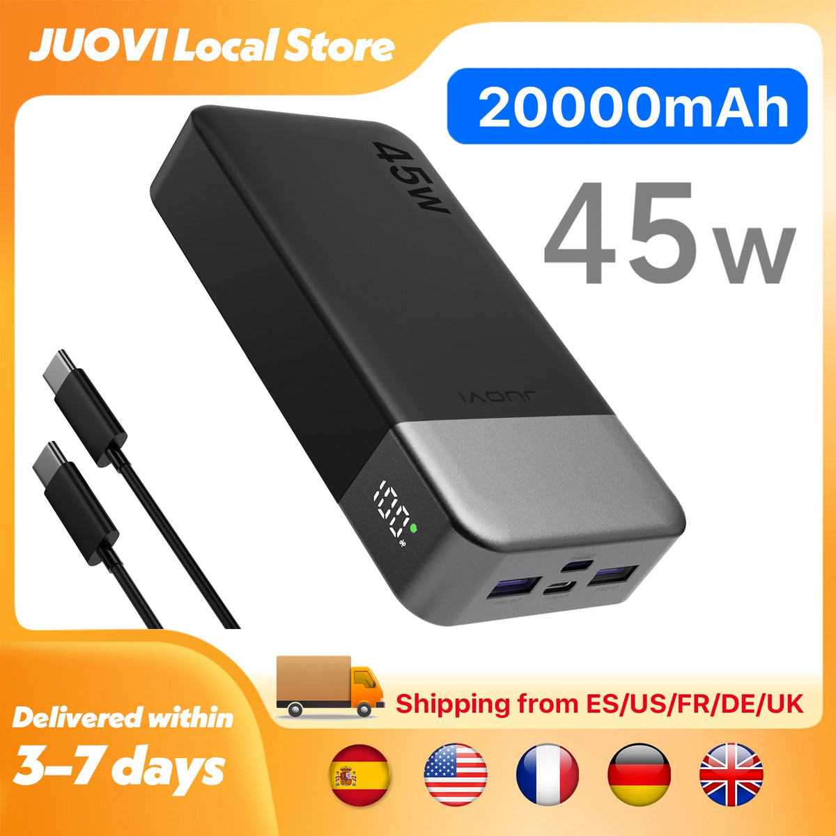 20000mAh 45W Fast Charging Power Bank With Led Display