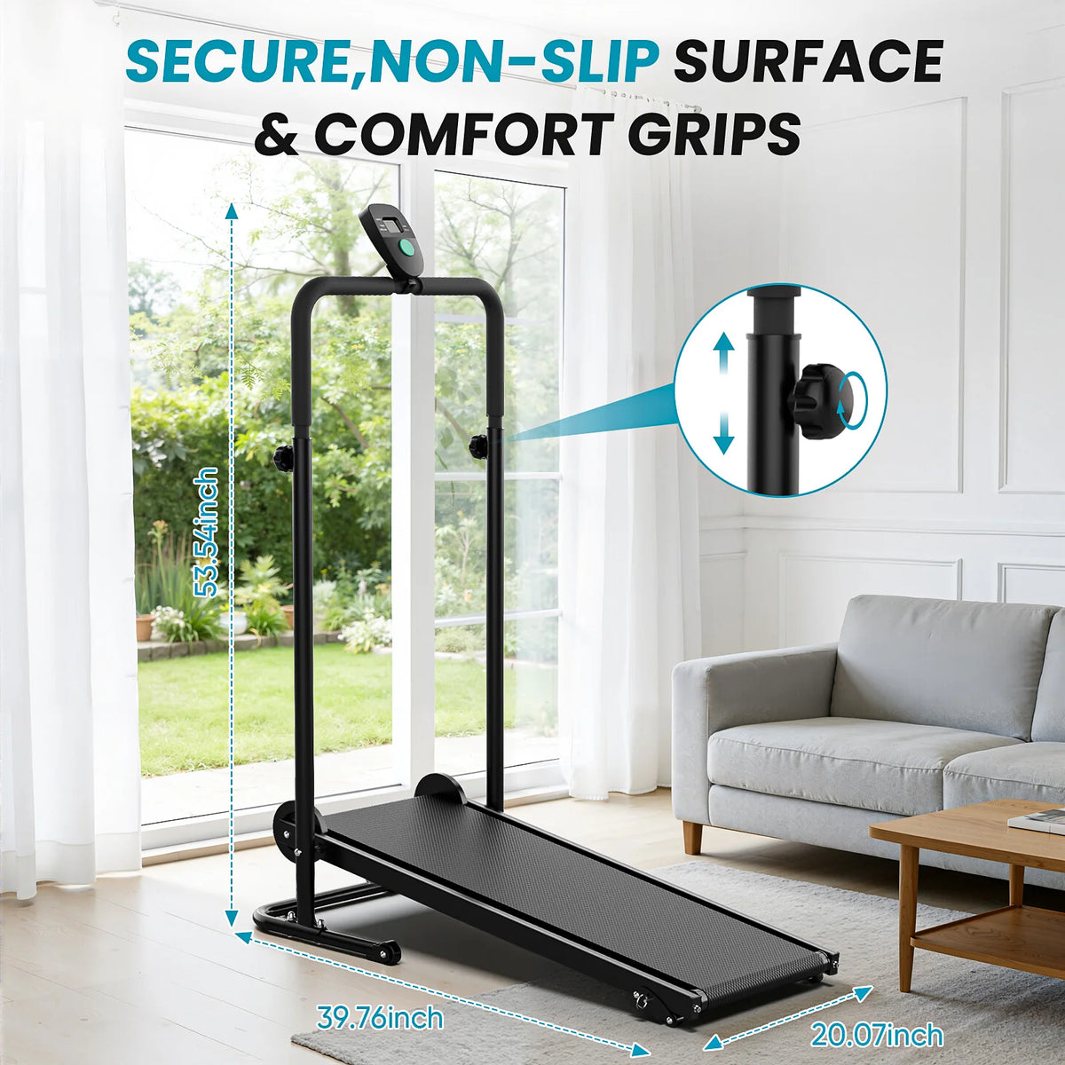 AKLUER Non-Motorized Treadmill With Fixed Incline And LCD Monitor