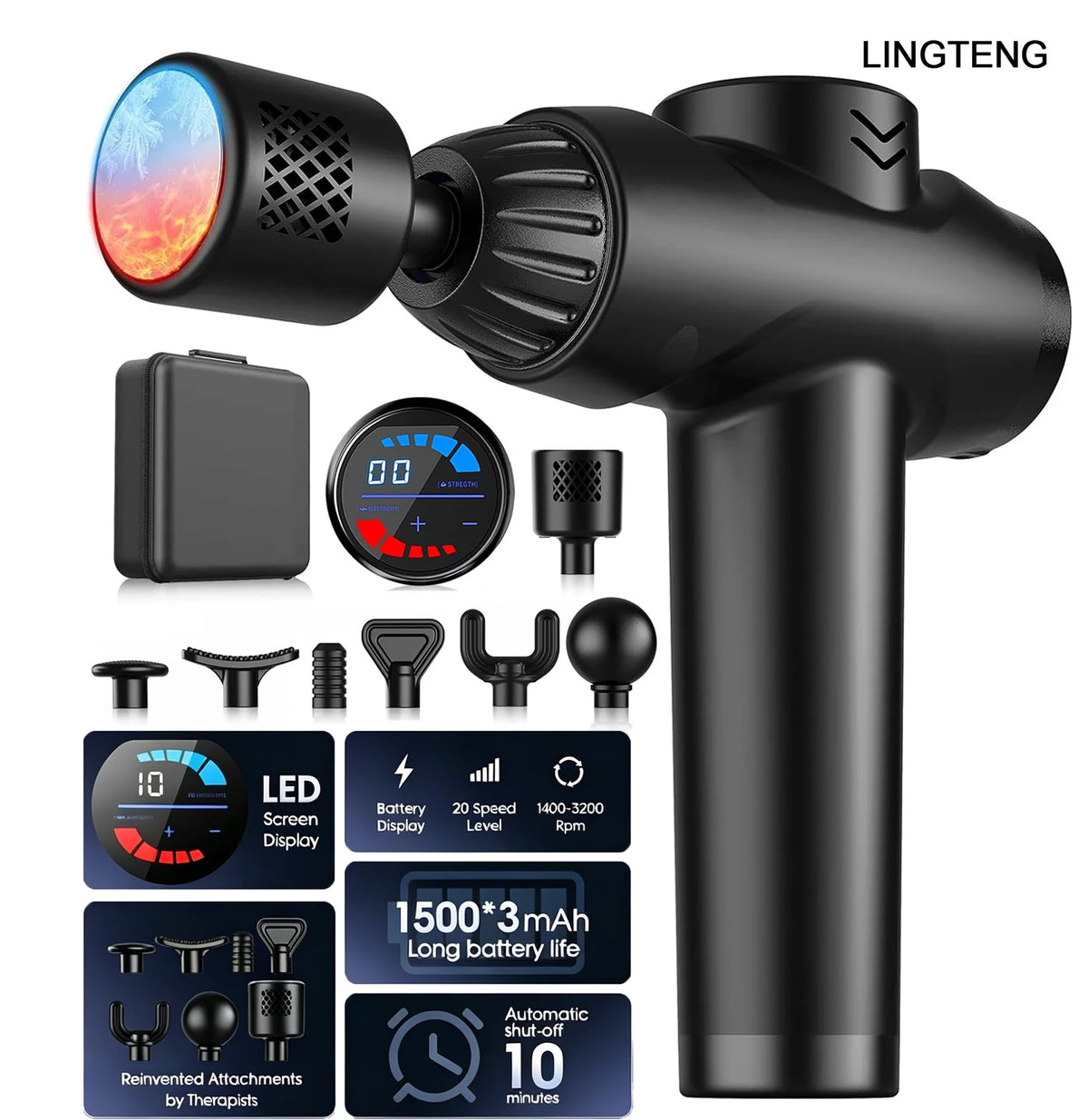 LINGTENG Hot And Cold Deep Tissue Massage Gun For Muscle Relaxation