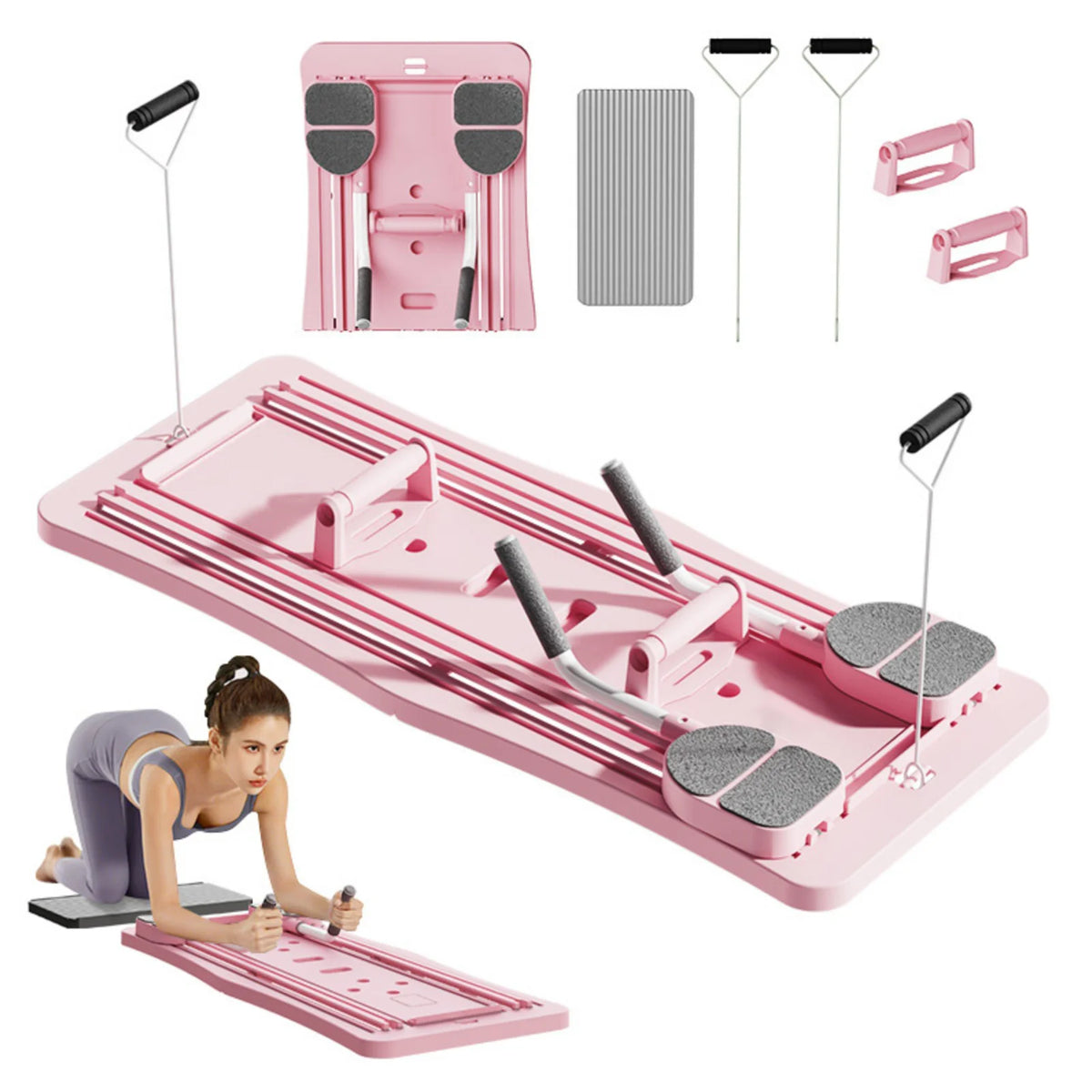 Foldable Multifunctional Home Workout Board With Resistance Bands And Handles