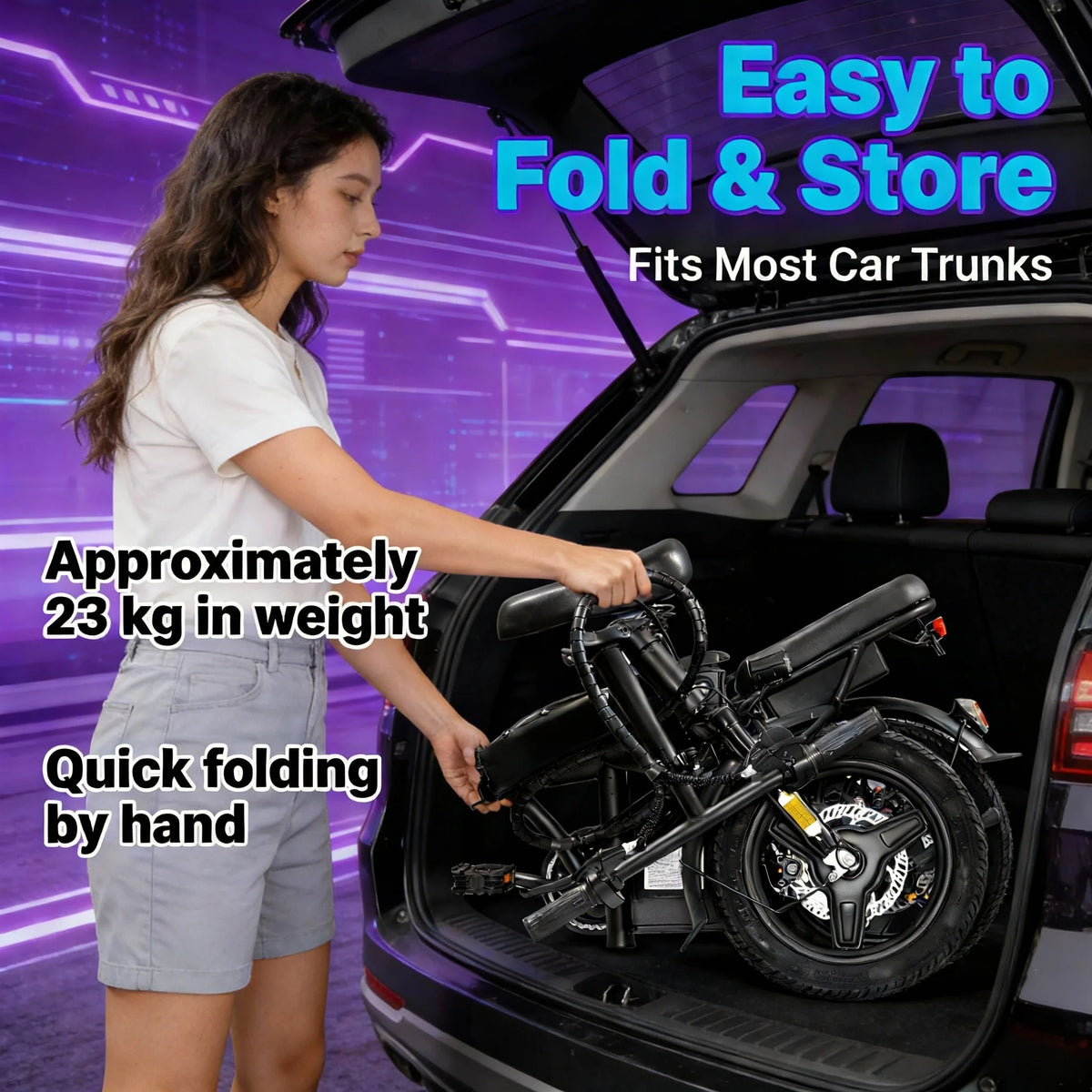HEZZO T5 Folding Electric Commuter Bike With 750W Peak Motor