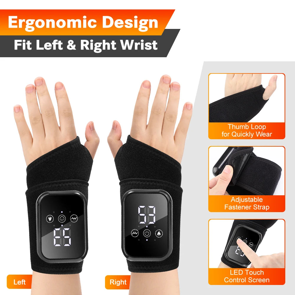 Agdoad Electric Heating Wrist Massager With Vibration Brace Support
