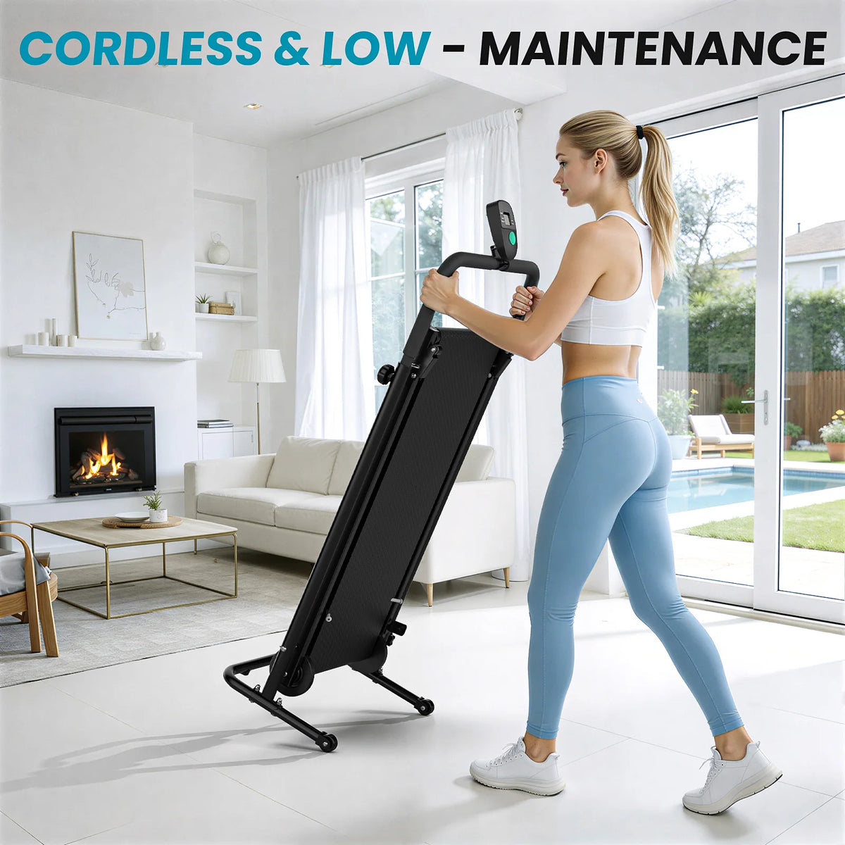 AKLUER Non-Motorized Treadmill With Fixed Incline And LCD Monitor