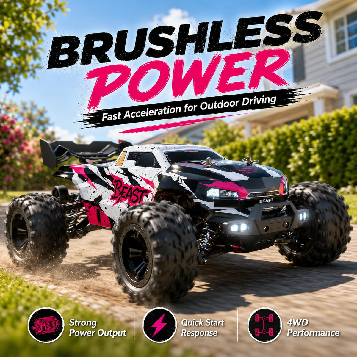 ZNLYRION 4WD Brushless Off Road Monster Truck with LED Headlights