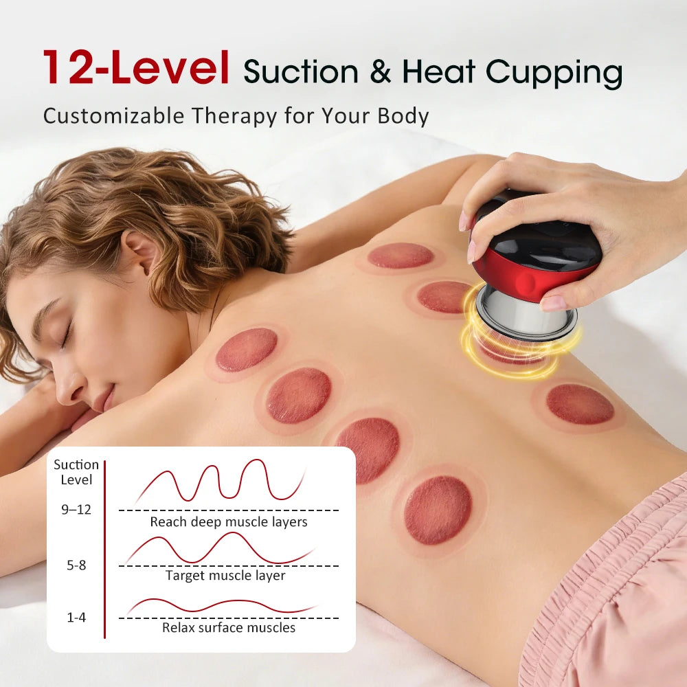 Smart Electric Vacuum Cupping Massager With Heating And Gua Sha