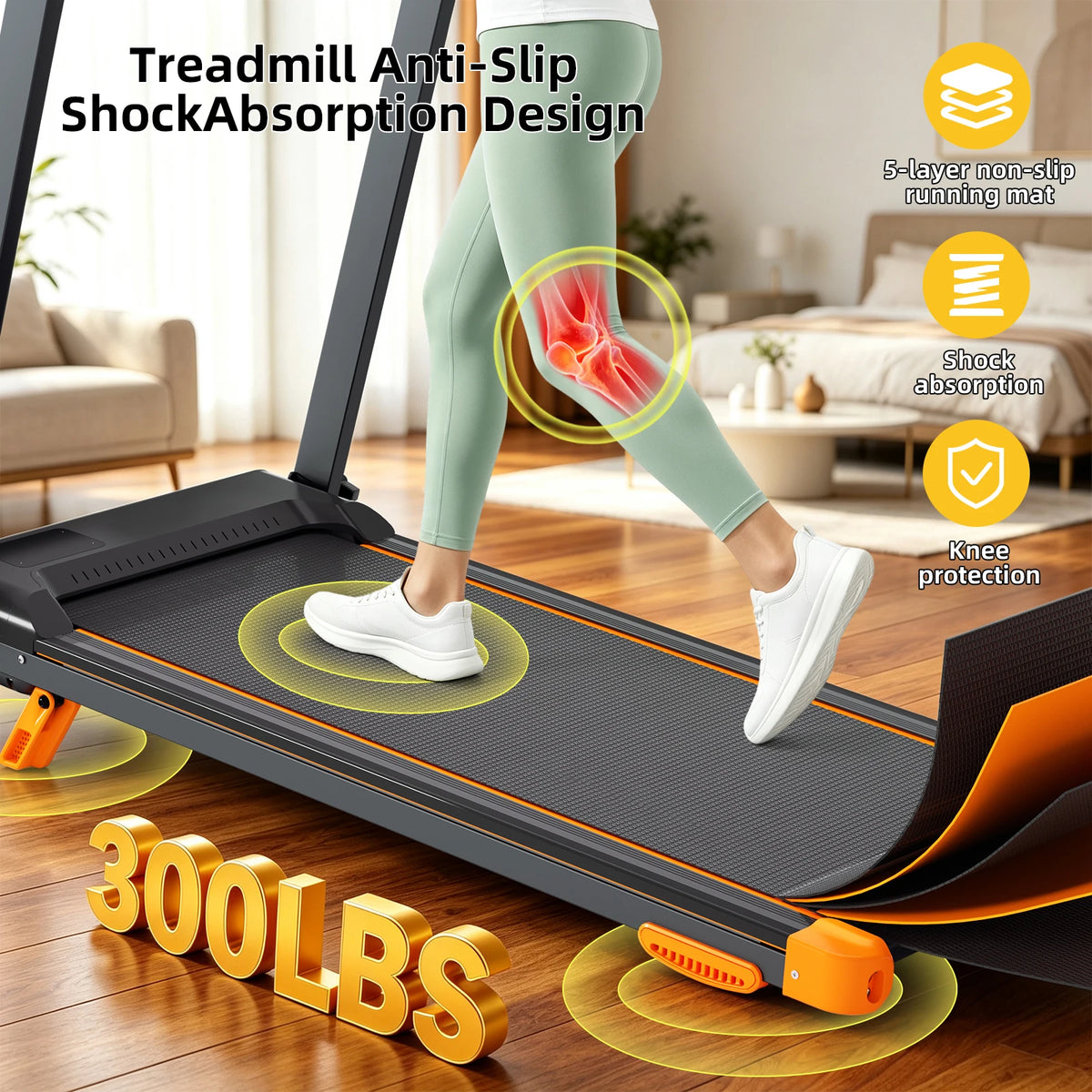 Foldable Walking Pad Treadmill With Incline And HIIT Modes