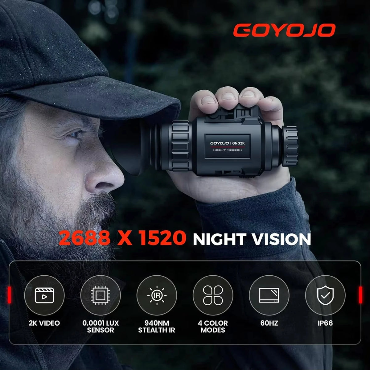 Goyojo 2K Digital Night Vision Monocular With HD Recording