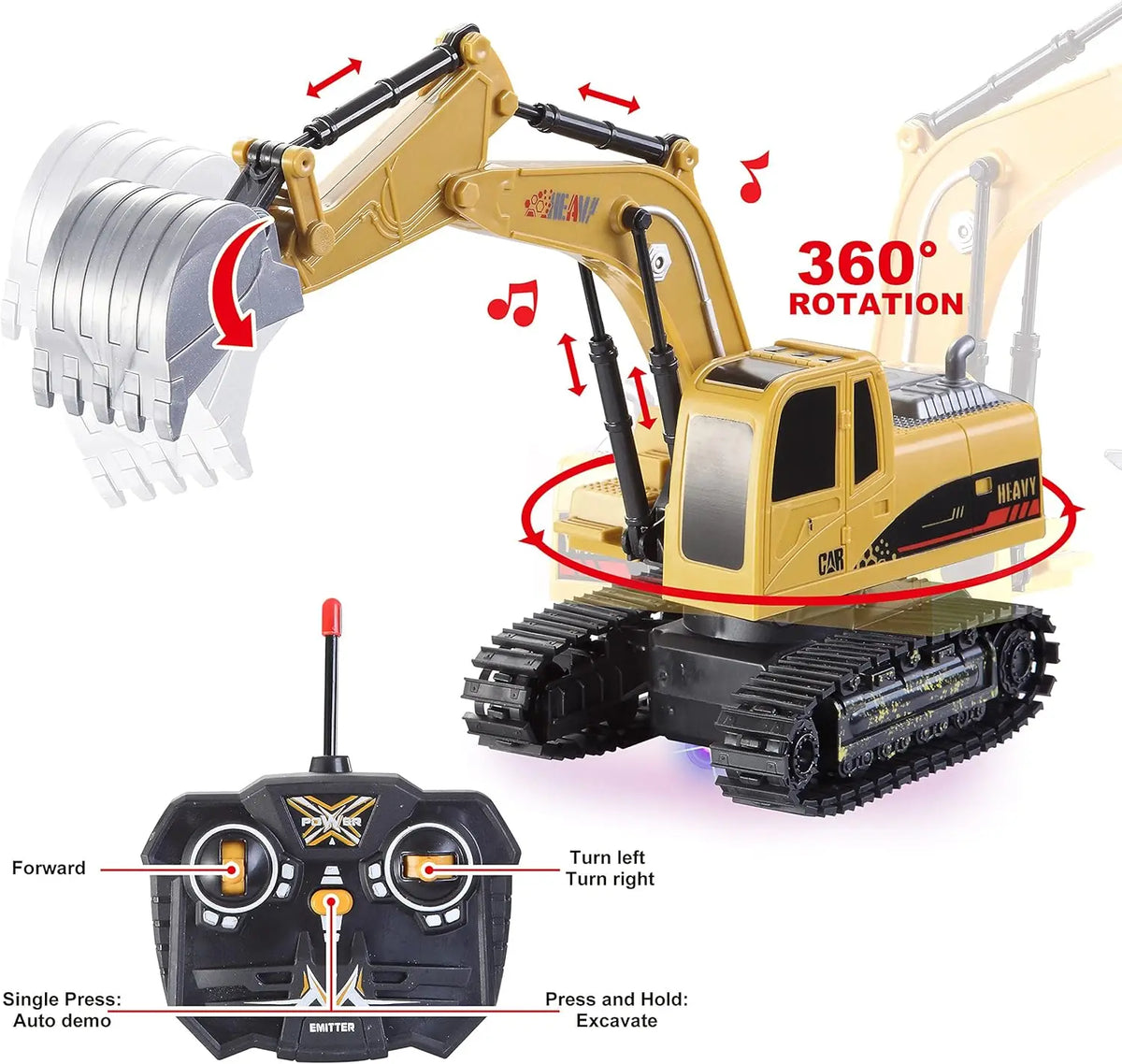 Joyfy 2Pcs RC Construction Vehicle Toy Set Excavator And Truck