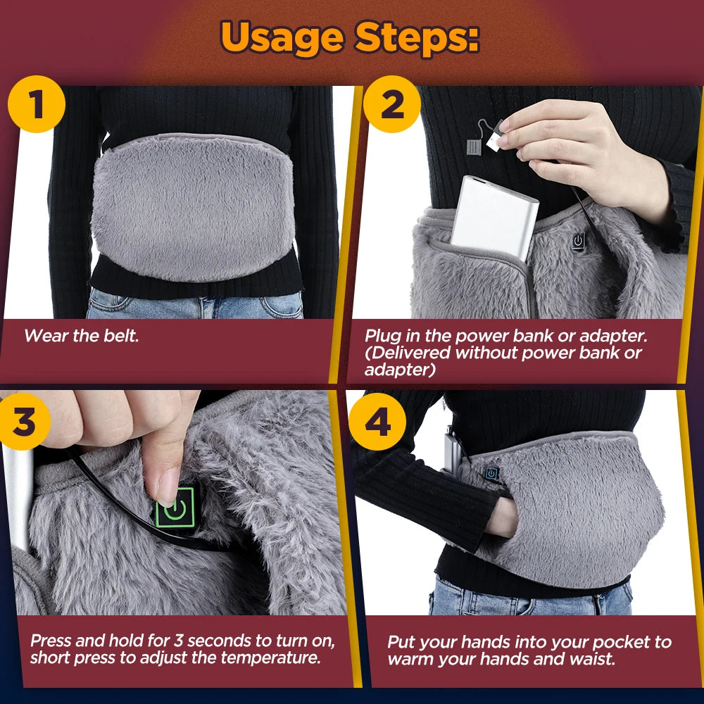 Hailicare USB Heating Belt for Waist and Hand Warming