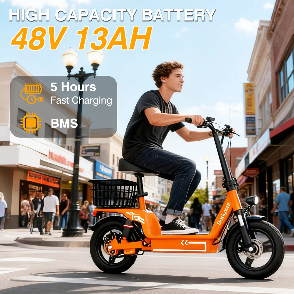 Bodywel T3 Folding Electric Scooter With Shock Absorption