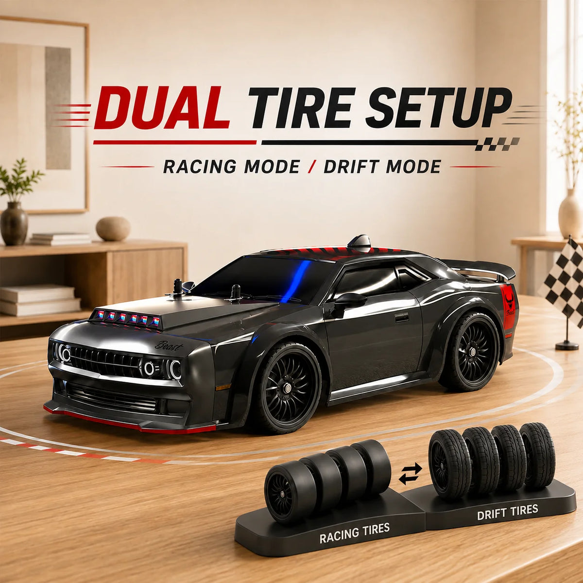 ZNLYRION Brushless RC Drift Car With 4WD Racing Action Lights