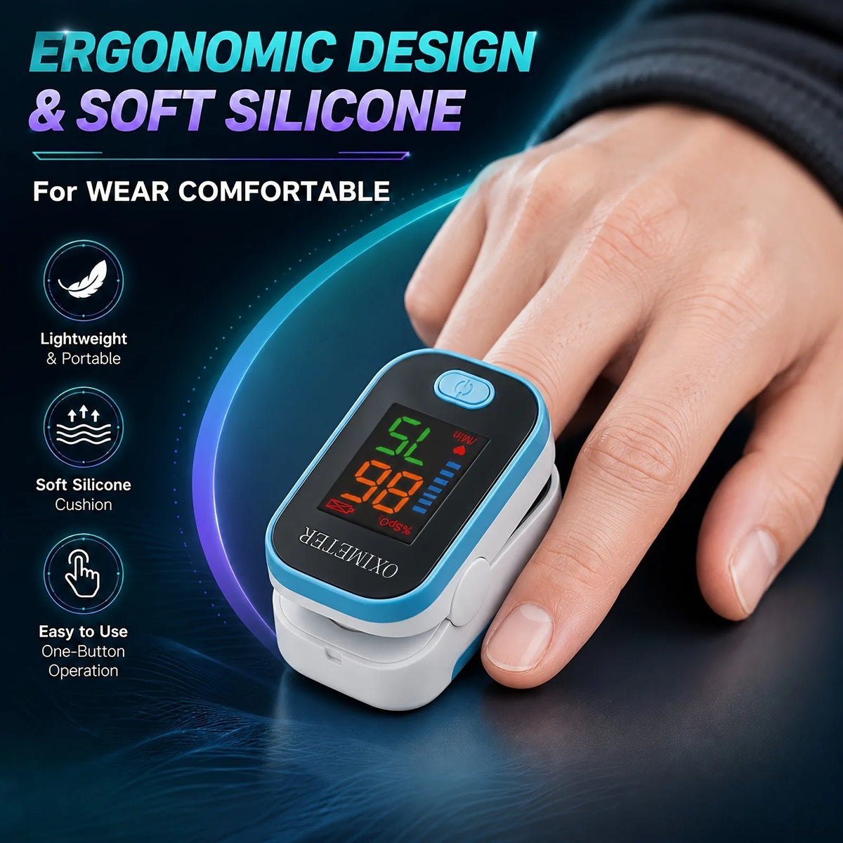 Jitesy Finger Pulse Oximeter for Oxygen Saturation and Heart Rate