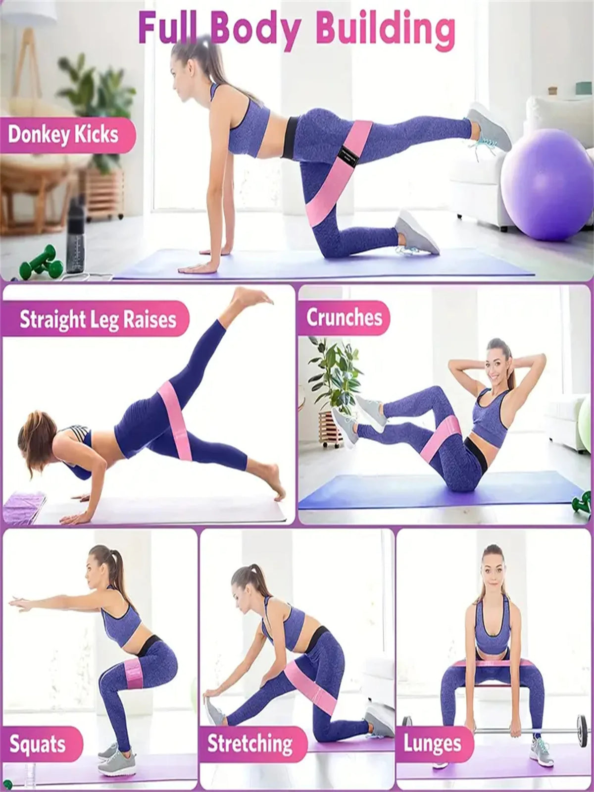 Pilates Yoga Elastic Resistance Bands for Strength and Stretch Workouts