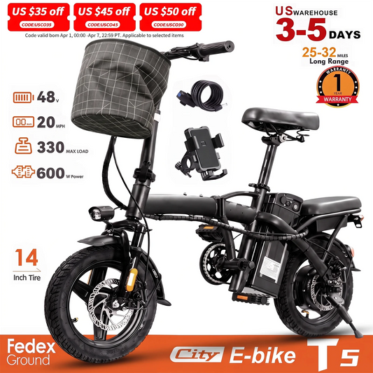 HEZZO T5 Folding Electric Commuter Bike With 750W Peak Motor