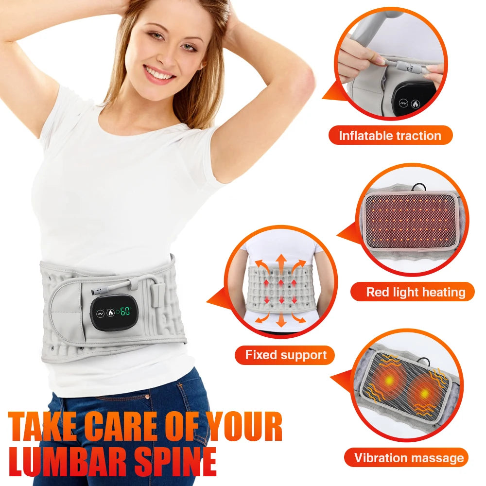 PASTSKY Rechargeable Heated Lumbar Traction and Back Massage Device