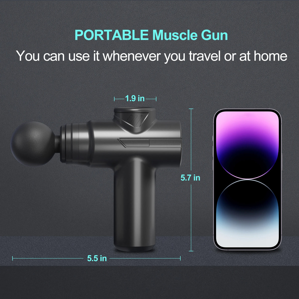 Leerccon Portable Deep Tissue Massage Gun Six Speeds Four Heads