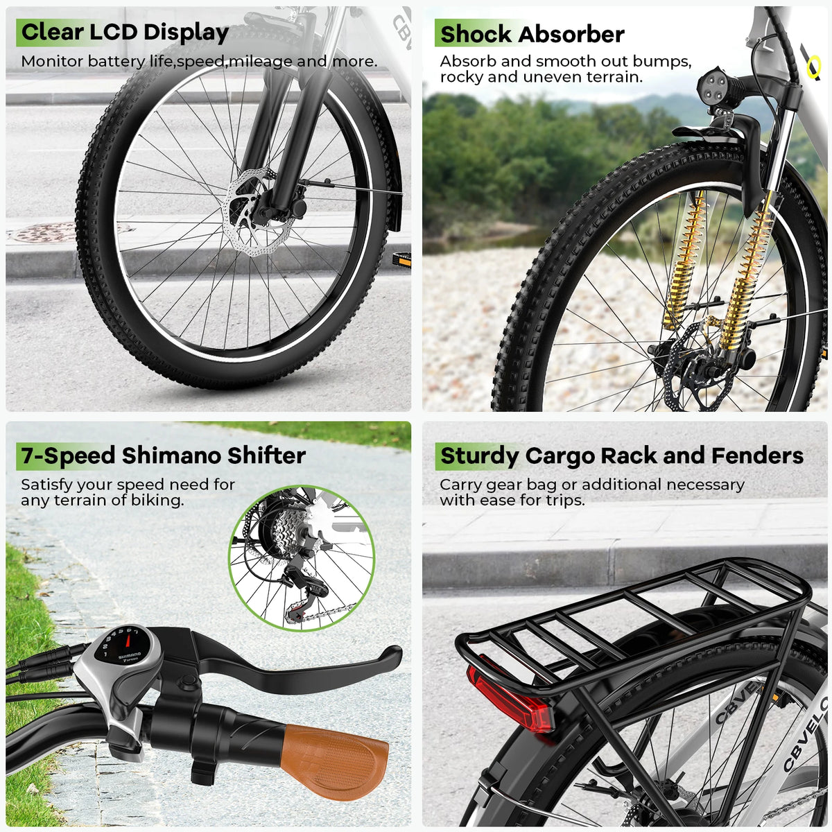 Cybervelo Urban Electric Bike With 1000W Motor And 7 Speed Gears