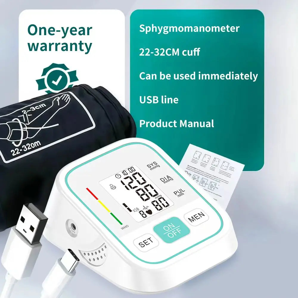 Automatic Upper Arm Blood Pressure Monitor With Voice Readout