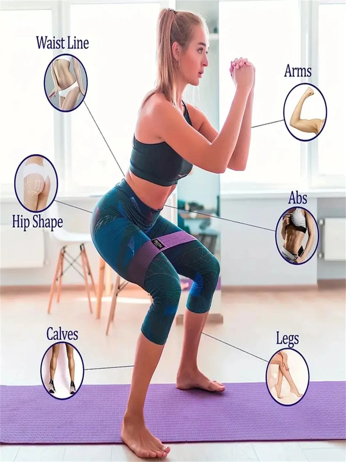 Pilates Yoga Elastic Resistance Bands for Strength and Stretch Workouts