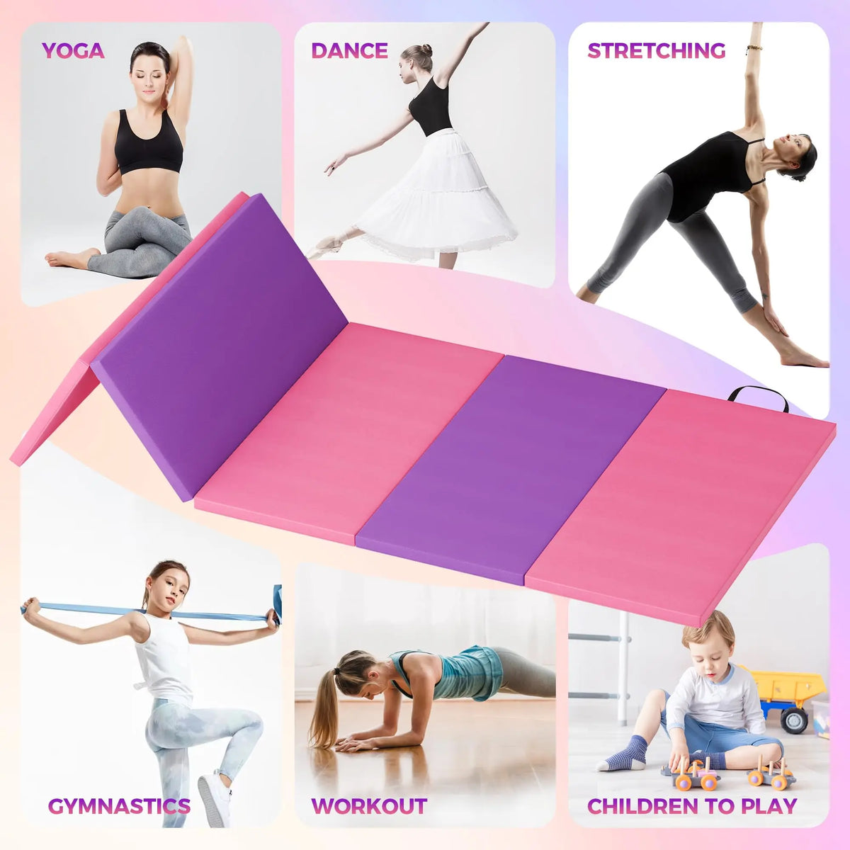 HiMISS Thick Foldable Gymnastics Exercise Mat For Home Training