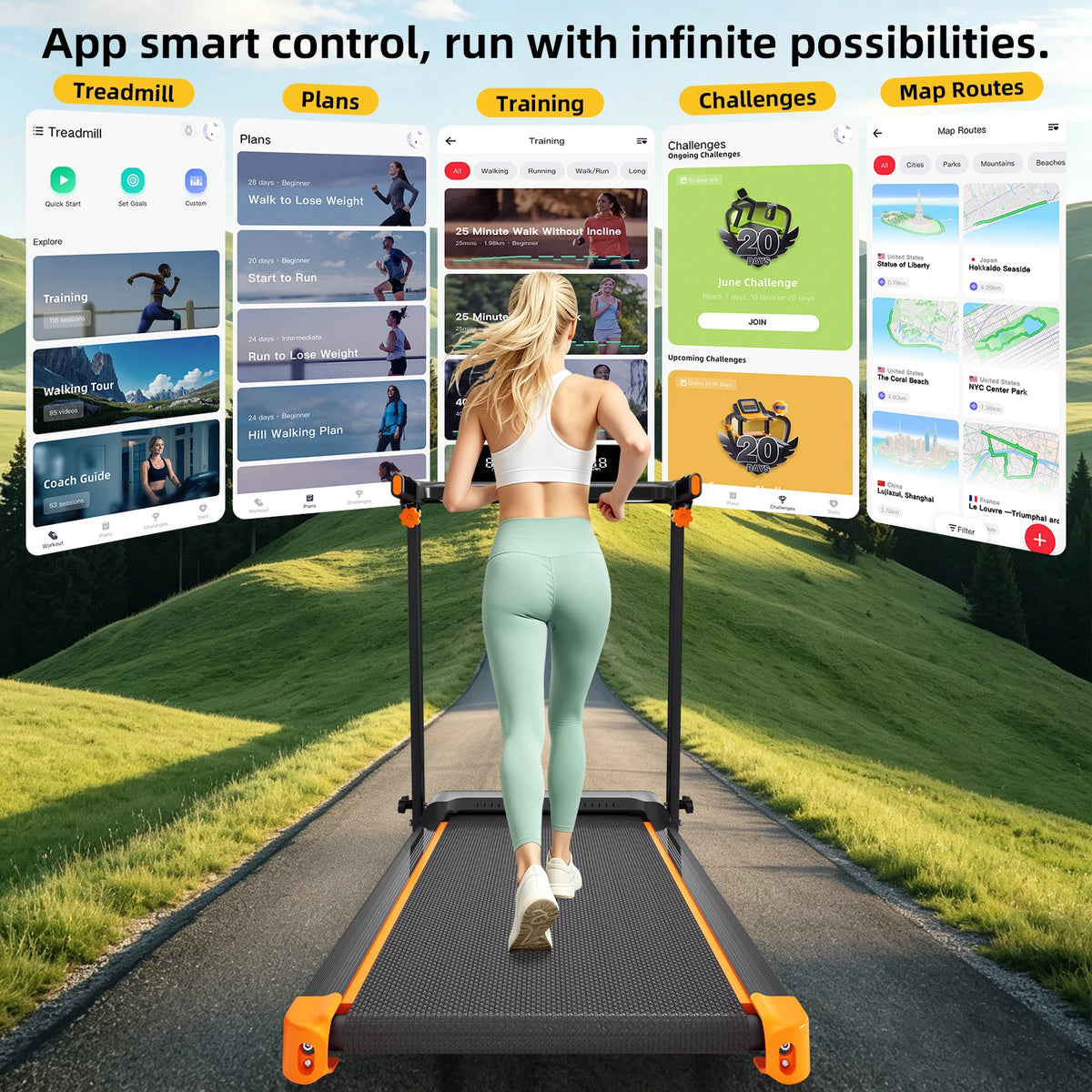 Foldable Walking Pad Treadmill With Incline And HIIT Modes
