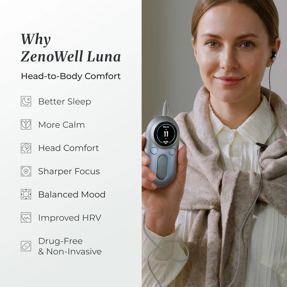 ZenoWell Luna Vagus Nerve Stimulator for Sleep and Relaxation