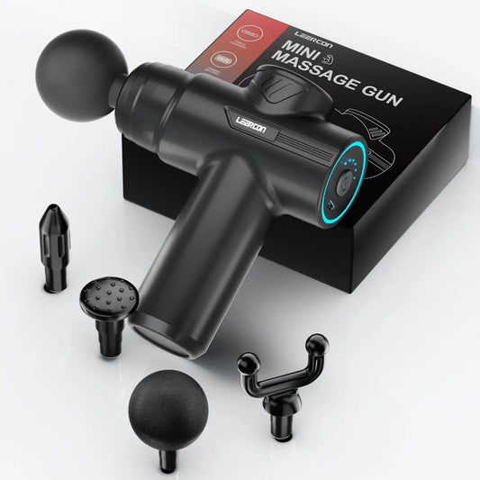 Leerccon Portable Deep Tissue Massage Gun Six Speeds Four Heads