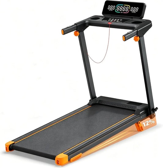 Compact Foldable Walking Treadmill Featuring Adjustable Incline And Led Display