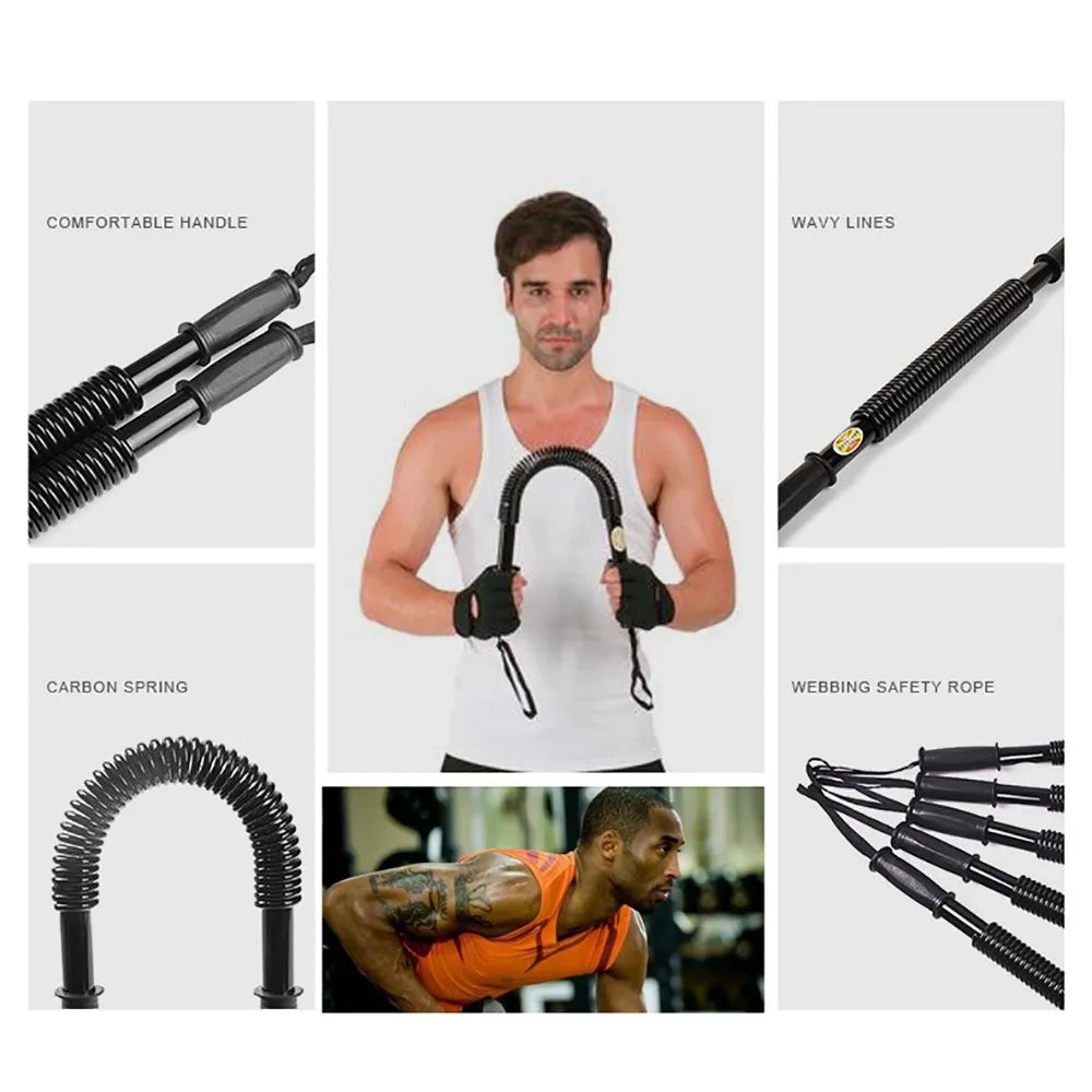 Heavy Duty Spring Chest Power Bar Arm Strength Trainer