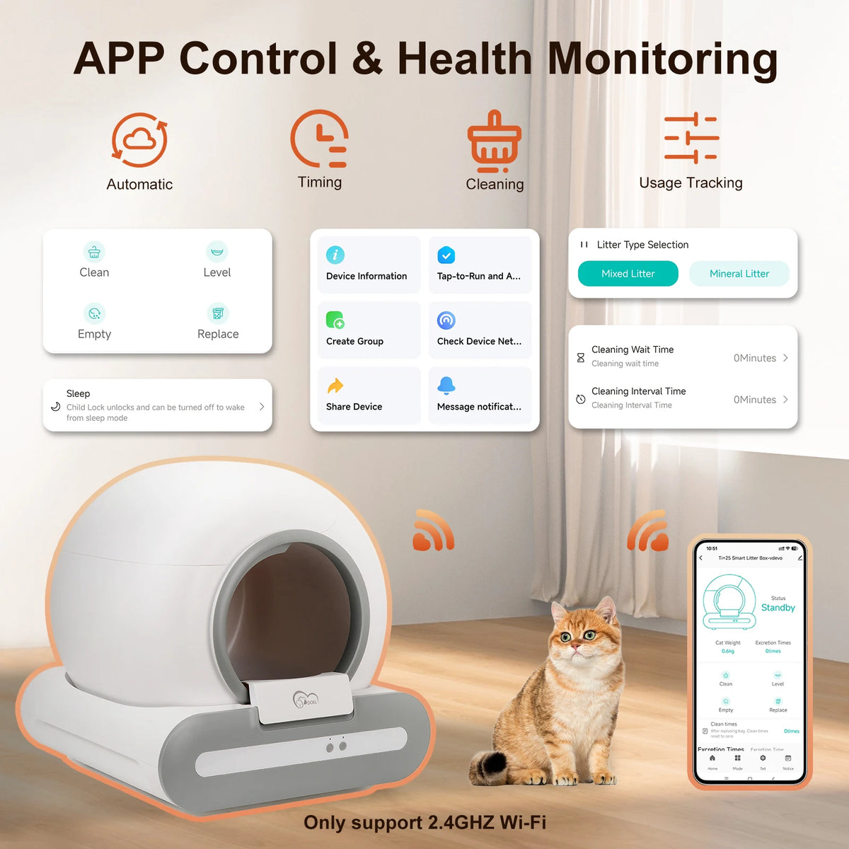 DOEL Smart Self Cleaning Automatic Cat Litter Box App Control