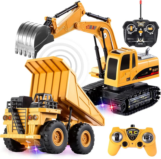 Joyfy 2Pcs RC Construction Vehicle Toy Set Excavator And Truck