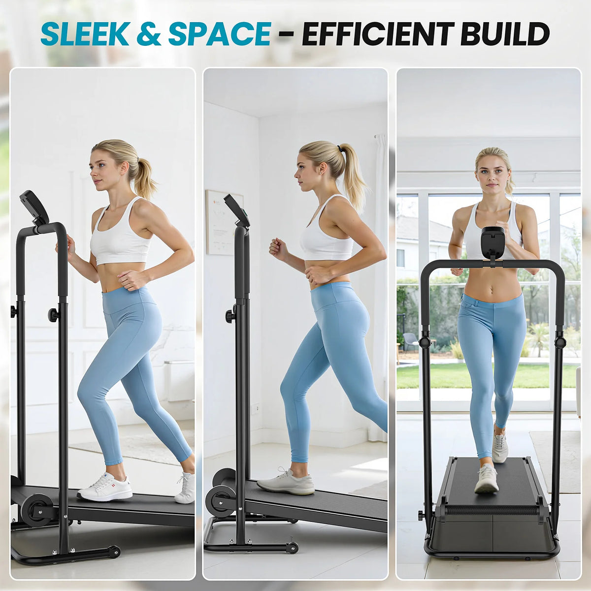 AKLUER Non-Motorized Treadmill With Fixed Incline And LCD Monitor
