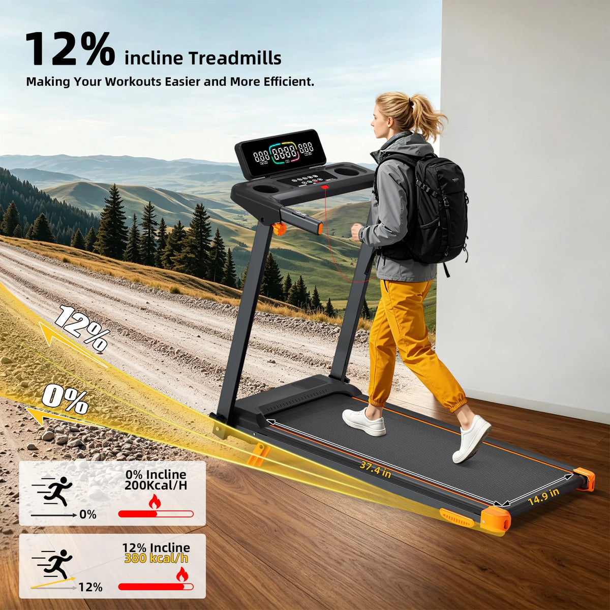 Foldable Walking Pad Treadmill With Incline And HIIT Modes