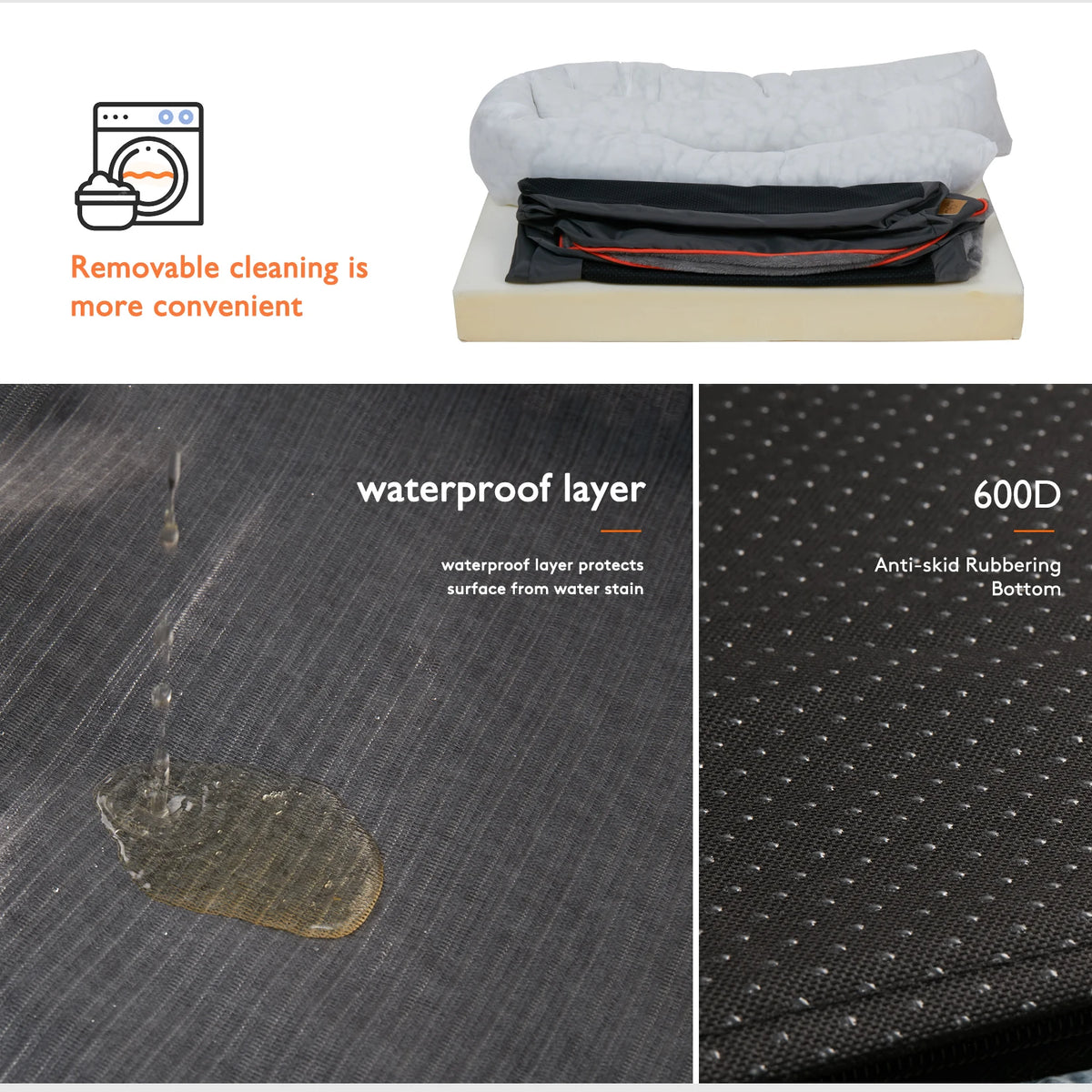 BINGOPAW Comfortable Washable Waterproof Dog Bed With Removable Cover