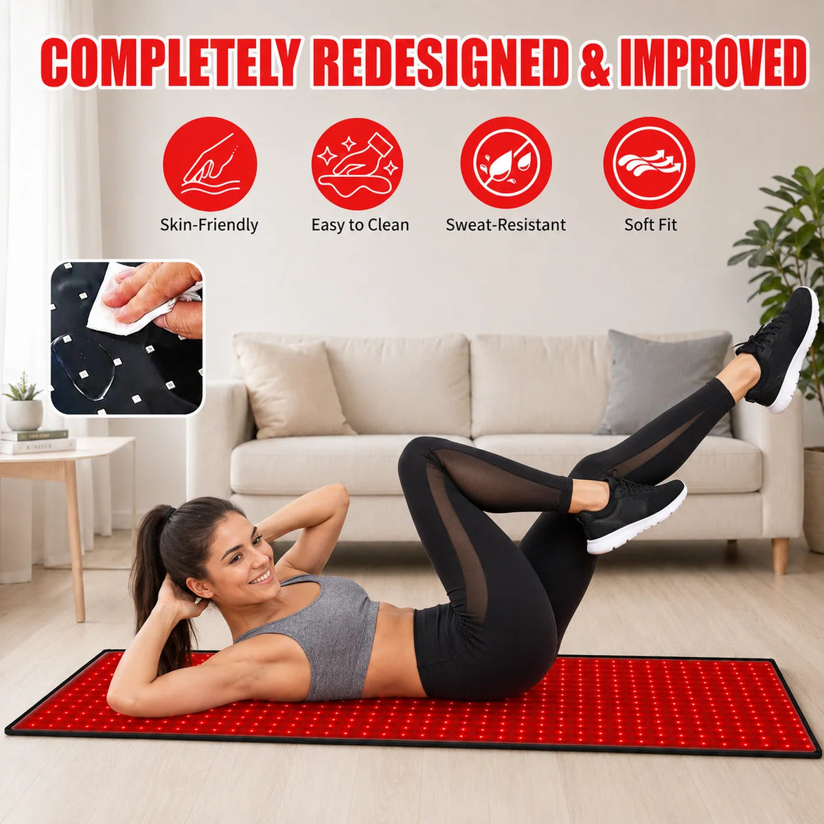 Red Light Therapy Mat With 660nm And 850nm Led Panels