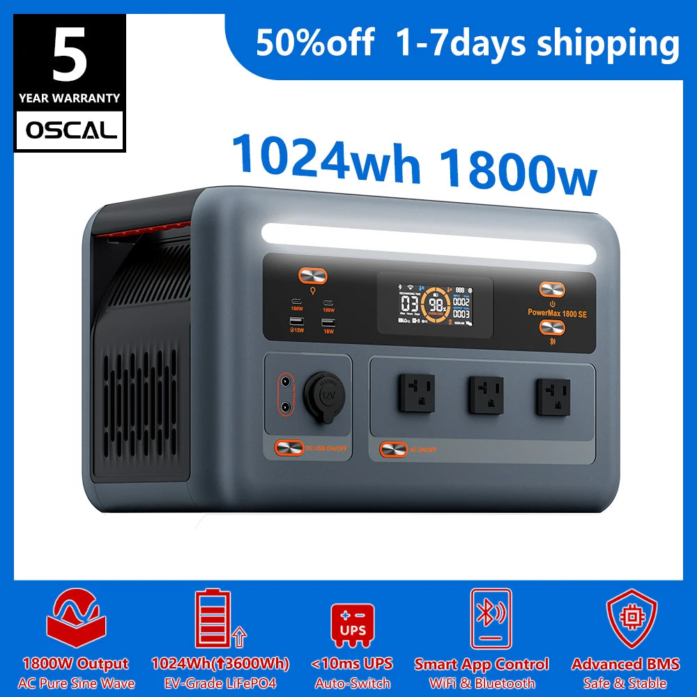 Oscal PowerMax 1800Se 1024Wh Portable Power Station