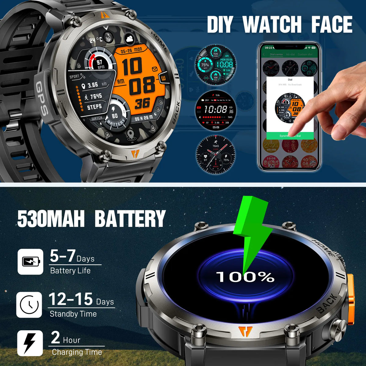 EIGIIS KE3 Bluetooth Call Smartwatch with Heart Rate Monitor