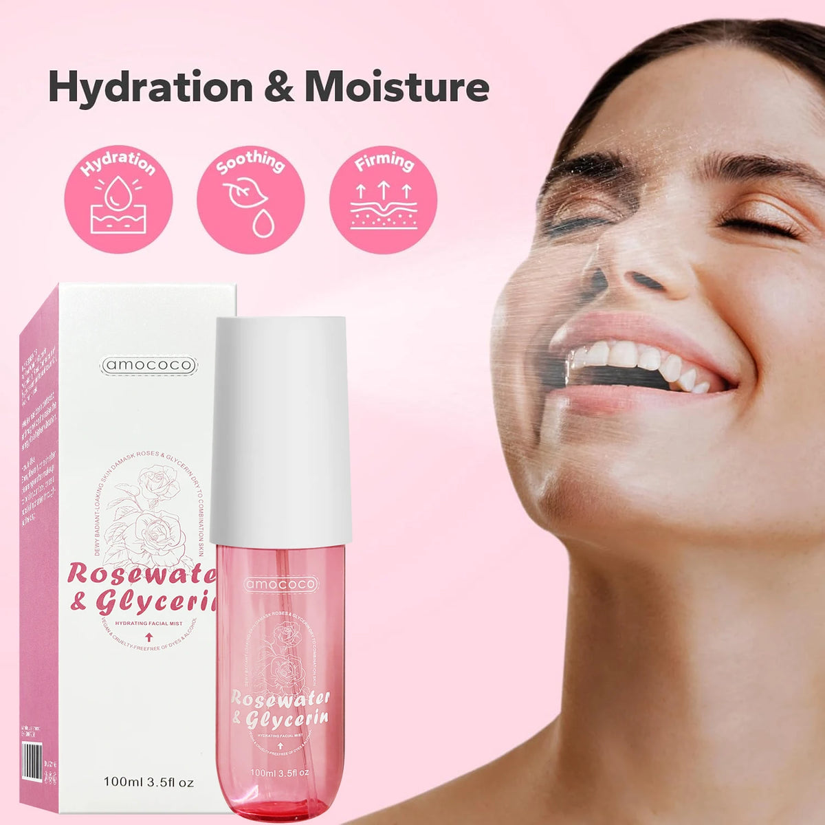 AMOCOCO Rose Water Facial Mist Hydrating Spray Daily Skincare