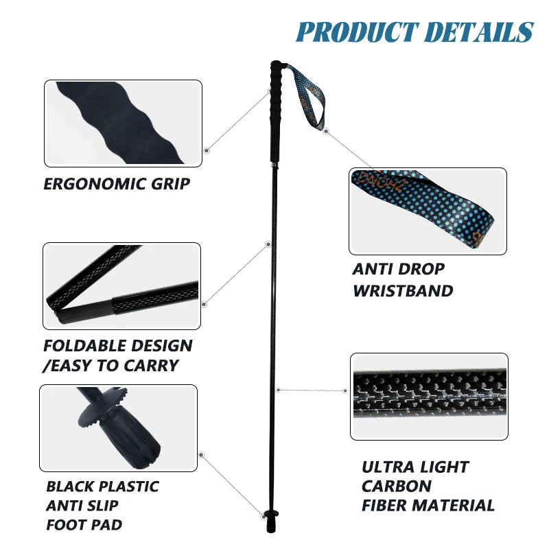 Okhealing Lightweight Carbon Fiber Telescopic Trekking Poles For Hiking