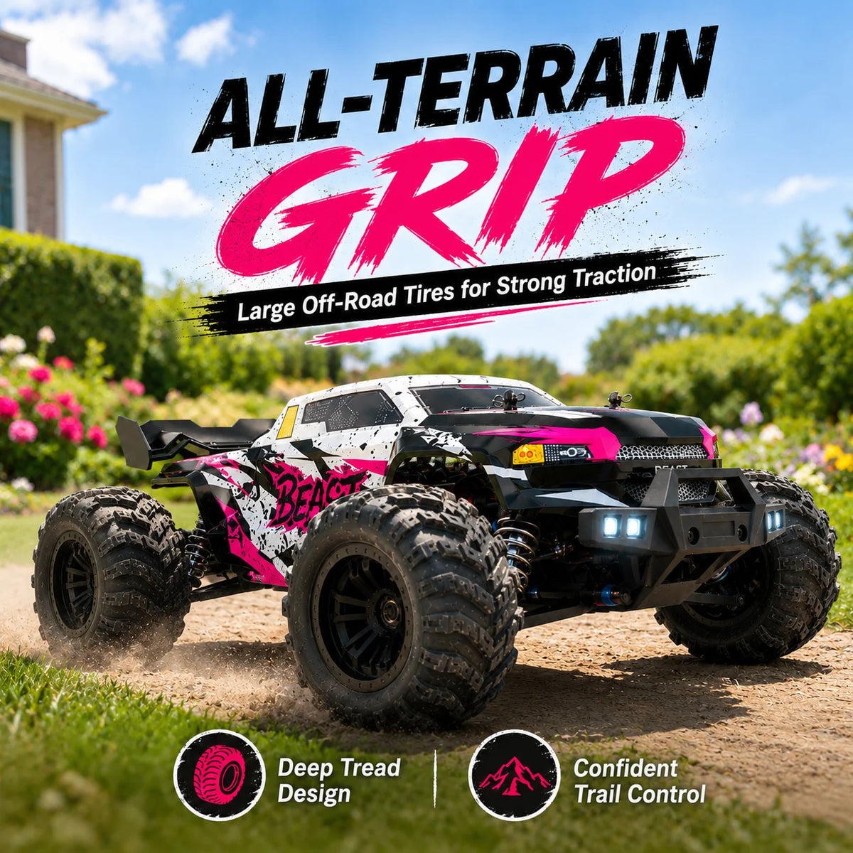 ZNLYRION 4WD Brushless Off Road Monster Truck with LED Headlights