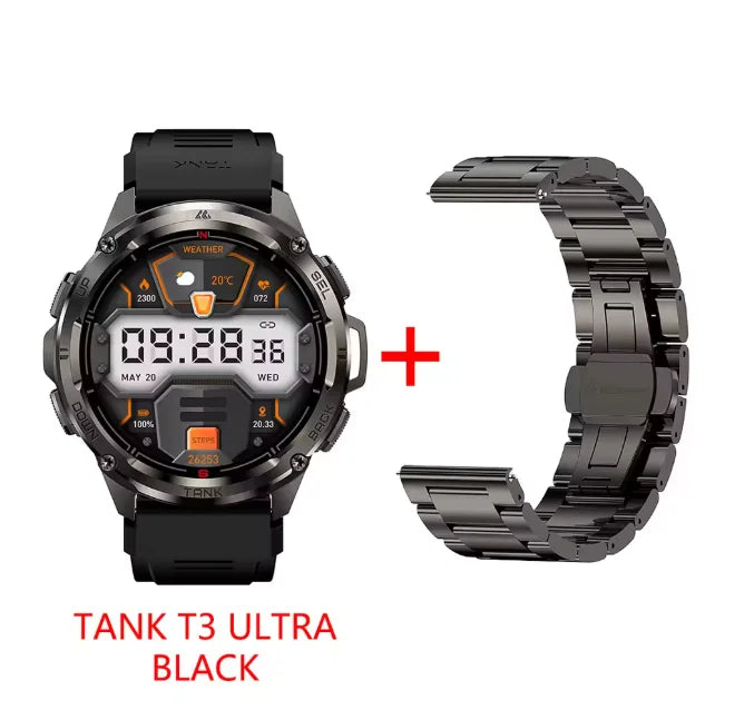 Kospet Tank T3 Ultra Rugged Gps Smartwatch Amoled Fitness Bluetooth