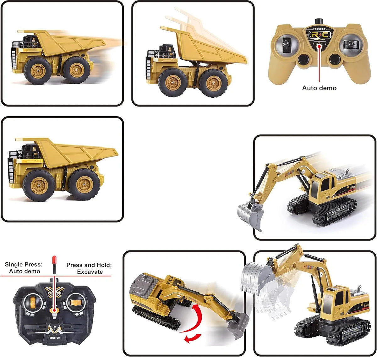 Joyfy 2Pcs RC Construction Vehicle Toy Set Excavator And Truck