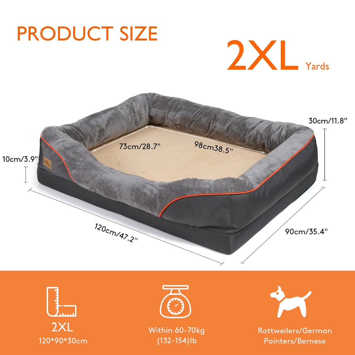 BINGOPAW Waterproof Dog Bed With Removable Washable Fleece Cover